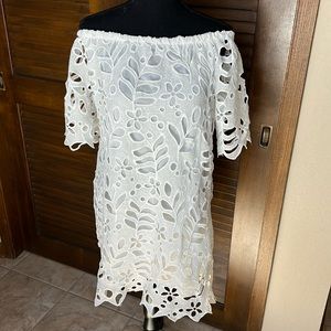 White Eyelet  Dress Size L